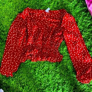 Red blouse with small flowers